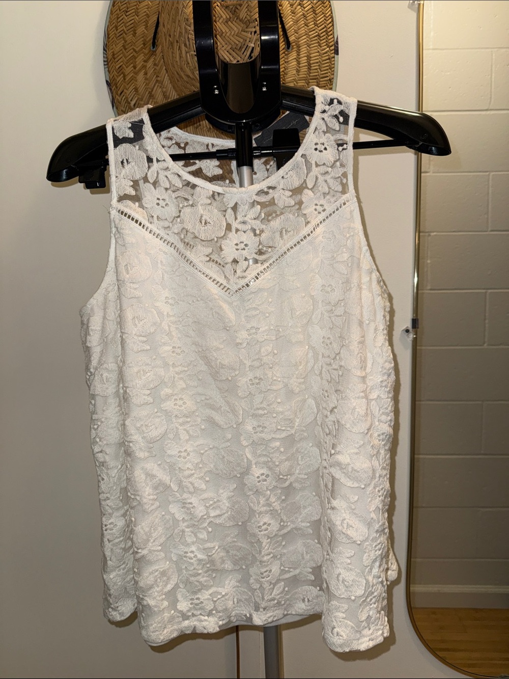 Sunday in Brooklyn White Lace Sleeveless Tank